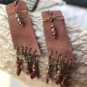 Custom beaded leather earrings